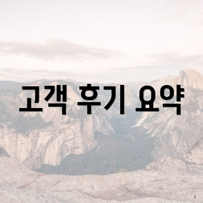 고객 후기 요약