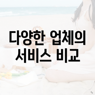 다양한 업체의 서비스 비교