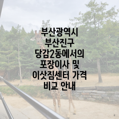 부산광역시 부산진구 당감2동에서의 포장이사 및 이삿짐센터 가격 비교 안내