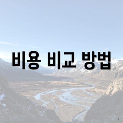 비용 비교 방법