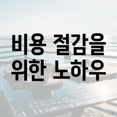 비용 절감을 위한 노하우