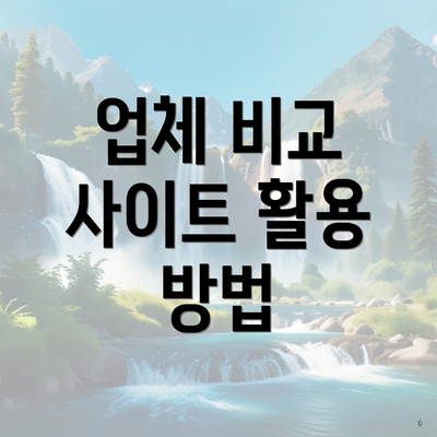 업체 비교 사이트 활용 방법