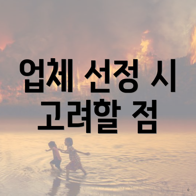 업체 선정 시 고려할 점