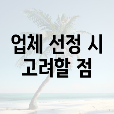 업체 선정 시 고려할 점