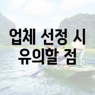 업체 선정 시 유의할 점