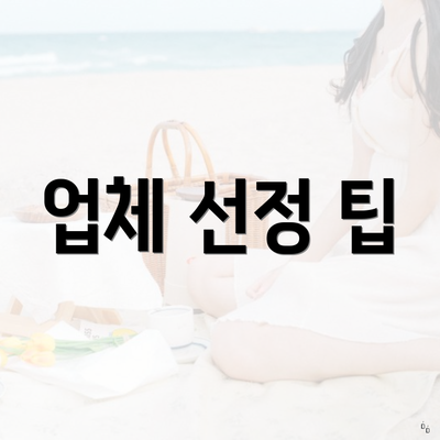 업체 선정 팁