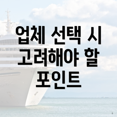 업체 선택 시 고려해야 할 포인트