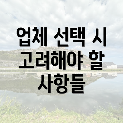 업체 선택 시 고려해야 할 사항들