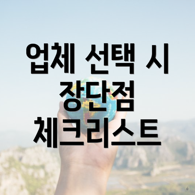 업체 선택 시 장단점 체크리스트