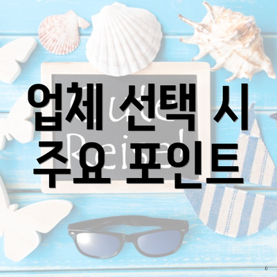 업체 선택 시 주요 포인트