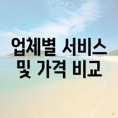 업체별 서비스 및 가격 비교