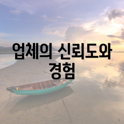 업체의 신뢰도와 경험