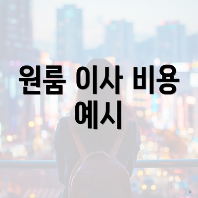 원룸 이사 비용 예시