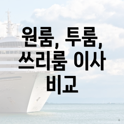 원룸, 투룸, 쓰리룸 이사 비교