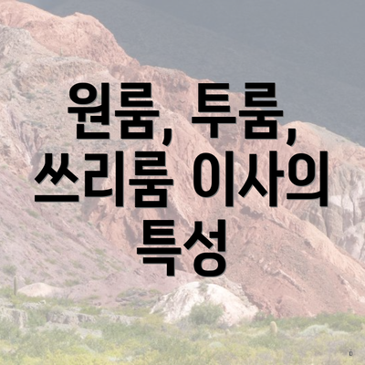 원룸, 투룸, 쓰리룸 이사의 특성