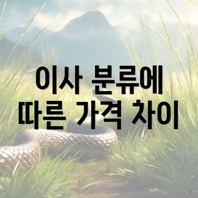 이사 분류에 따른 가격 차이