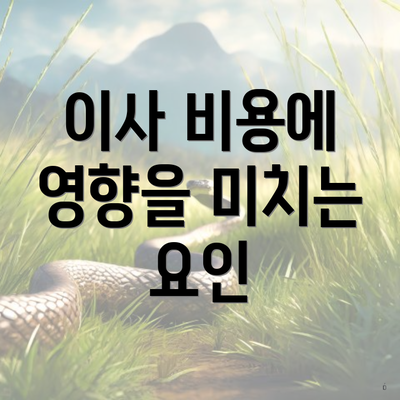이사 비용에 영향을 미치는 요인