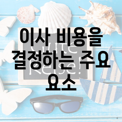 이사 비용을 결정하는 주요 요소