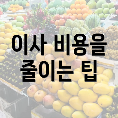 이사 비용을 줄이는 팁