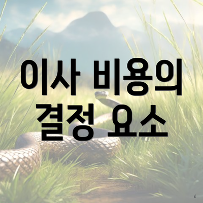 이사 비용의 결정 요소