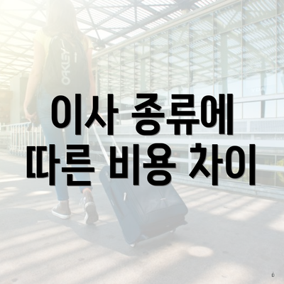 이사 종류에 따른 비용 차이