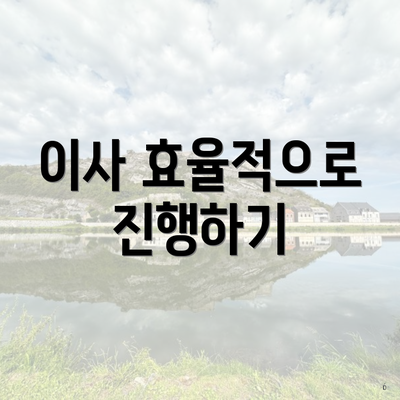 이사 효율적으로 진행하기