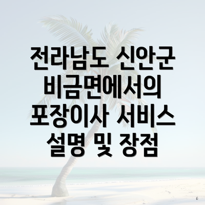 전라남도 신안군 비금면에서의 포장이사 서비스 설명 및 장점