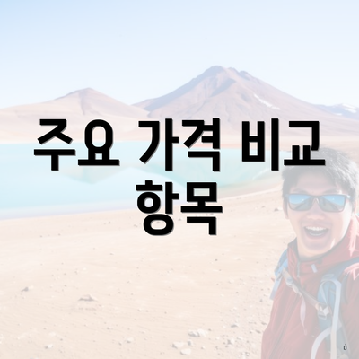 주요 가격 비교 항목