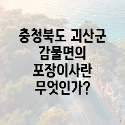 충청북도 괴산군 감물면의 포장이사란 무엇인가?