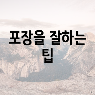 포장을 잘하는 팁