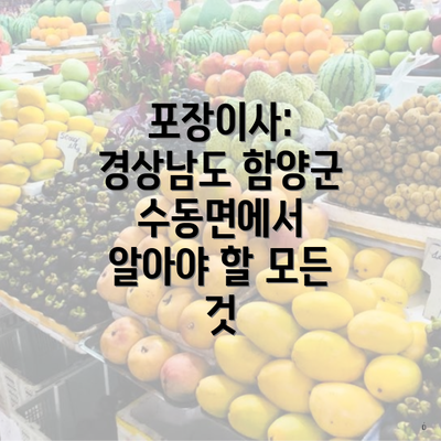 포장이사: 경상남도 함양군 수동면에서 알아야 할 모든 것