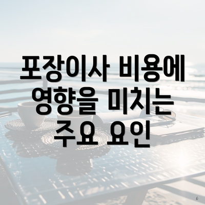 포장이사 비용에 영향을 미치는 주요 요인