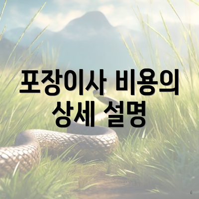 포장이사 비용의 상세 설명