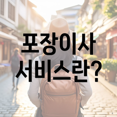 포장이사 서비스란?