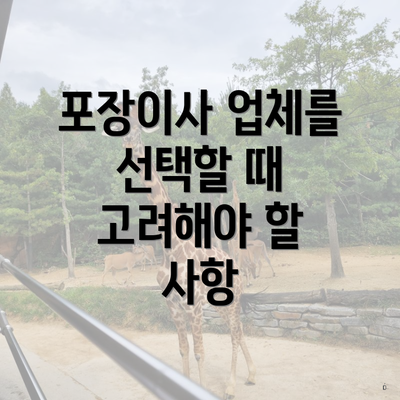 포장이사 업체를 선택할 때 고려해야 할 사항