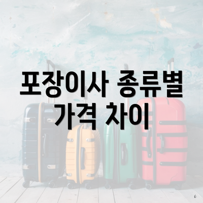 포장이사 종류별 가격 차이