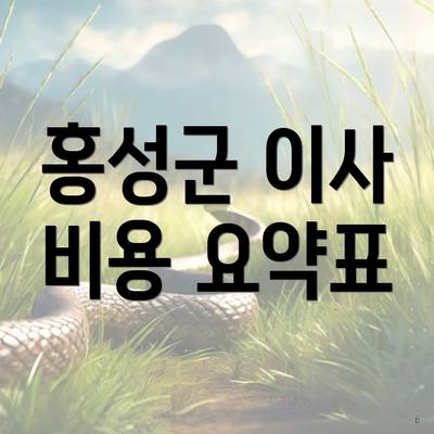 홍성군 이사 비용 요약표