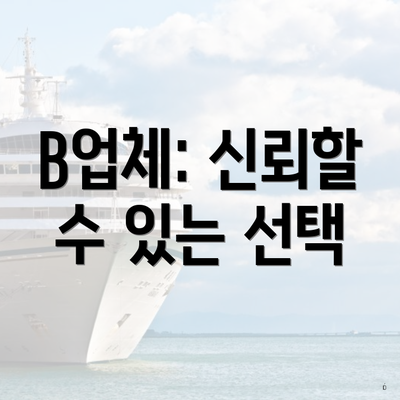 B업체: 신뢰할 수 있는 선택