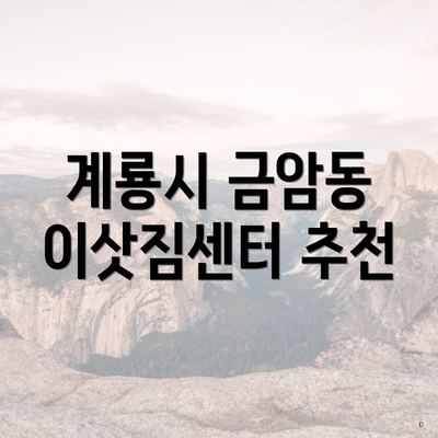 계룡시 금암동 이삿짐센터 추천