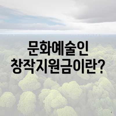 문화예술인 창작지원금이란?