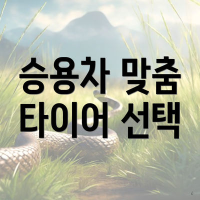 승용차 맞춤 타이어 선택