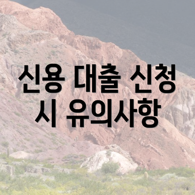 신용 대출 신청 시 유의사항