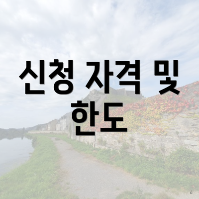 신청 자격 및 한도