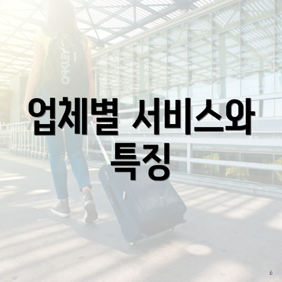 업체별 서비스와 특징