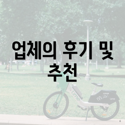 업체의 후기 및 추천