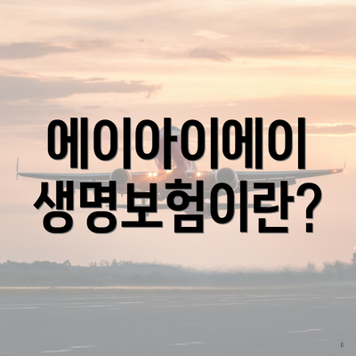 에이아이에이 생명보험이란?