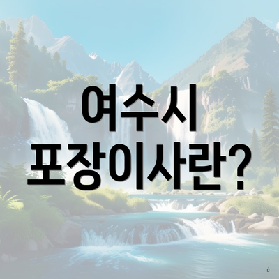 여수시 포장이사란?