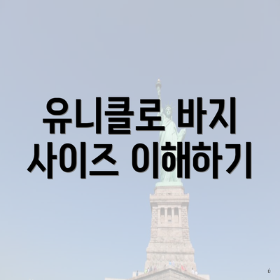 유니클로 바지 사이즈 이해하기