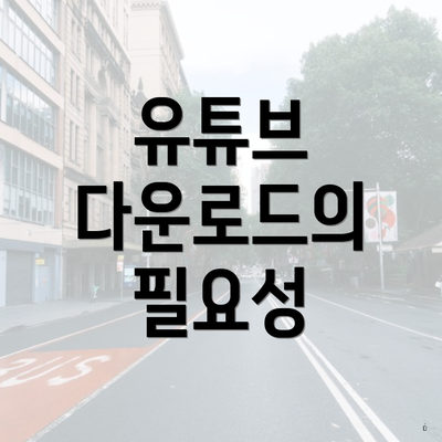 유튜브 다운로드의 필요성