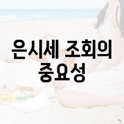은시세 조회의 중요성